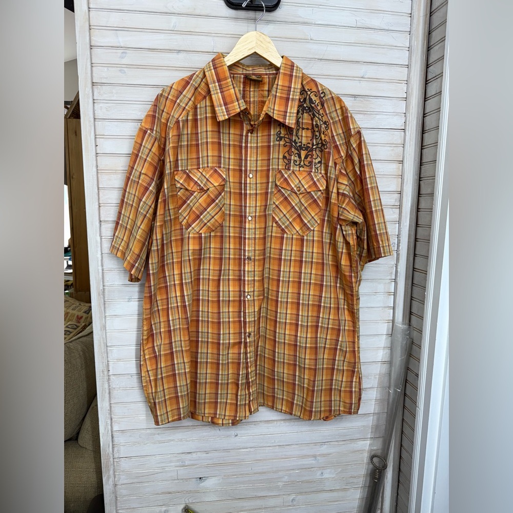 Men's Casual Plaid Button-Down Shirt 3XL